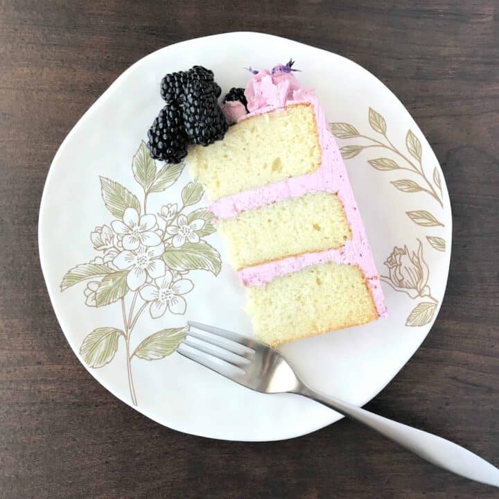 Vanilla Cake with Blackberry Buttercream