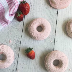 strawberry powdered sugar donuts