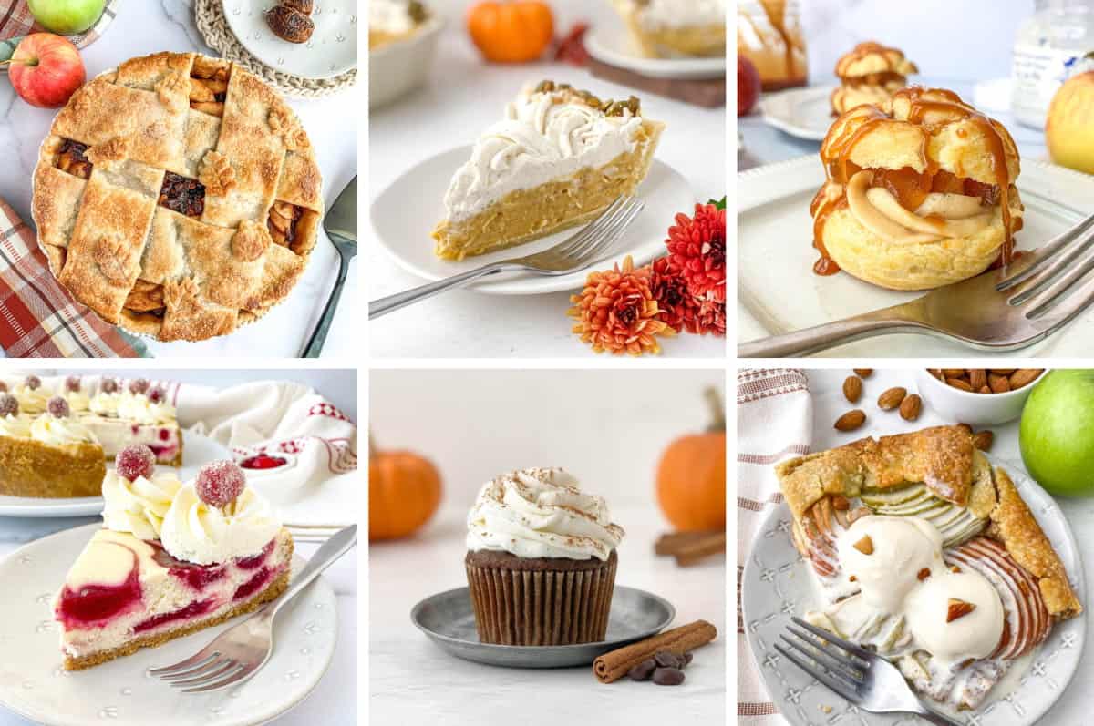 Collage of Thanksgiving desserts.