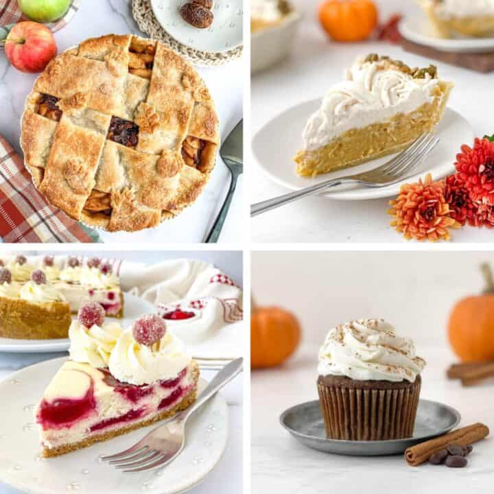 Collage of Thanksgiving desserts.