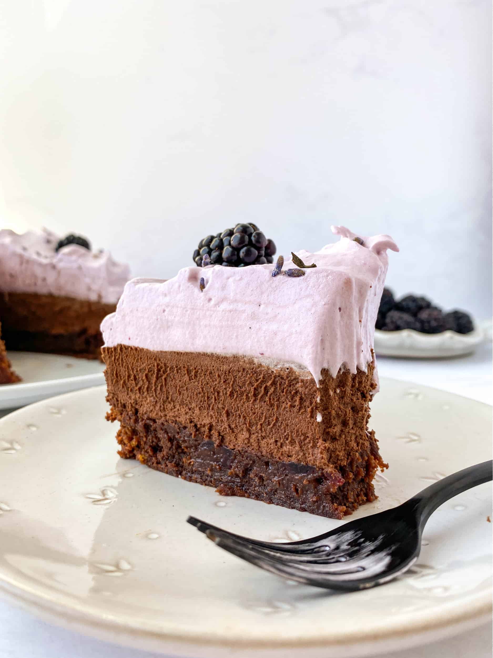 Blackberry Lavender Brownie Pie