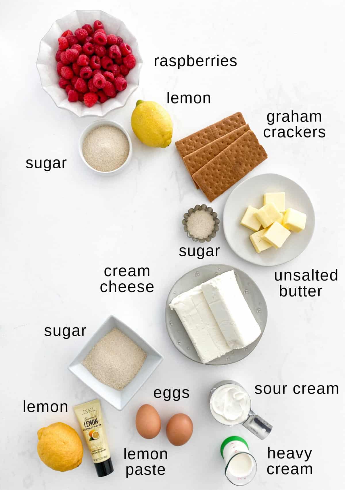 Raspberry Lemonade Cheesecake ingredients.