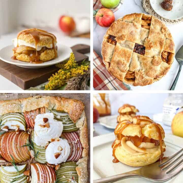 Collage of apple desserts.