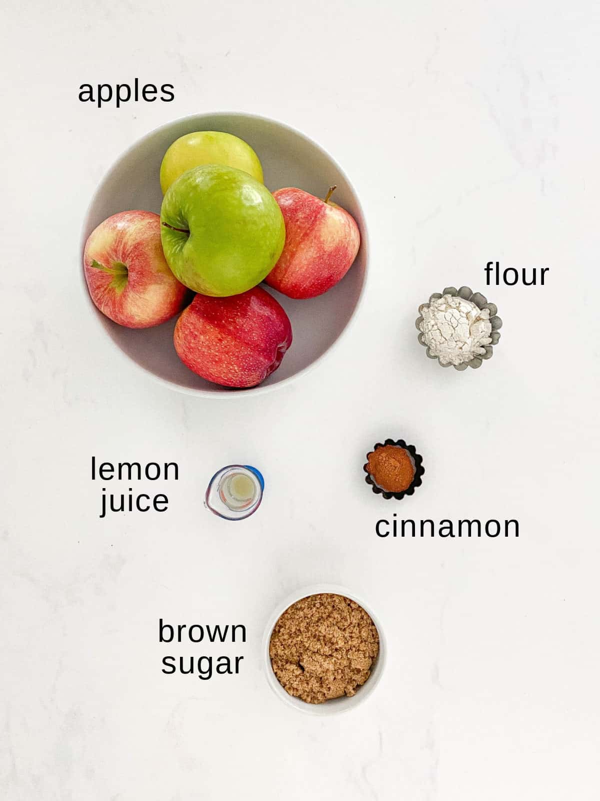 Apple filling ingredients on a white background.