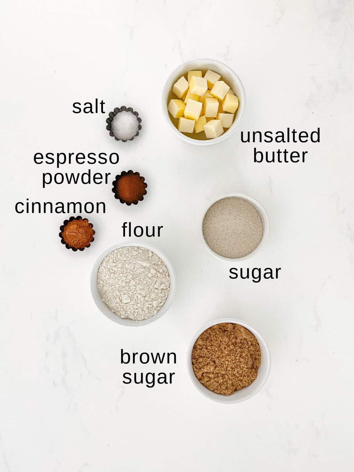 Topping ingredients on a white background.
