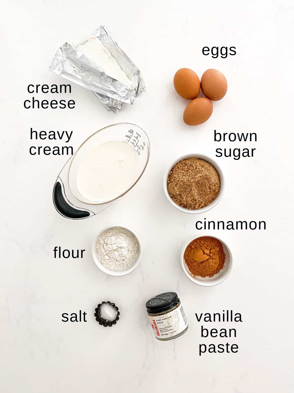 Cinnamon filling ingredients on a white background.