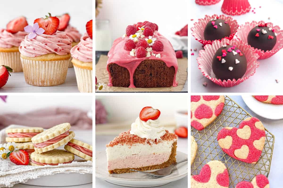 Collage of Valentine's Day Desserts.