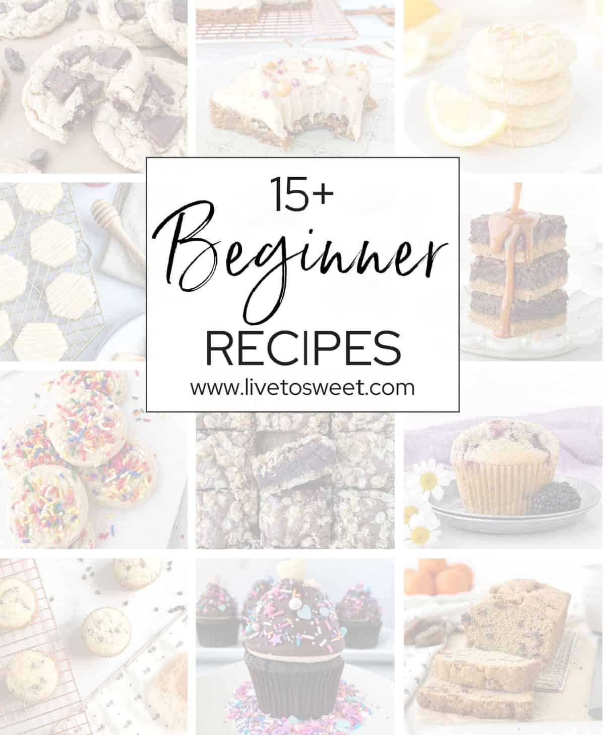 Collage of Easy Baking Recipes for Beginners.
