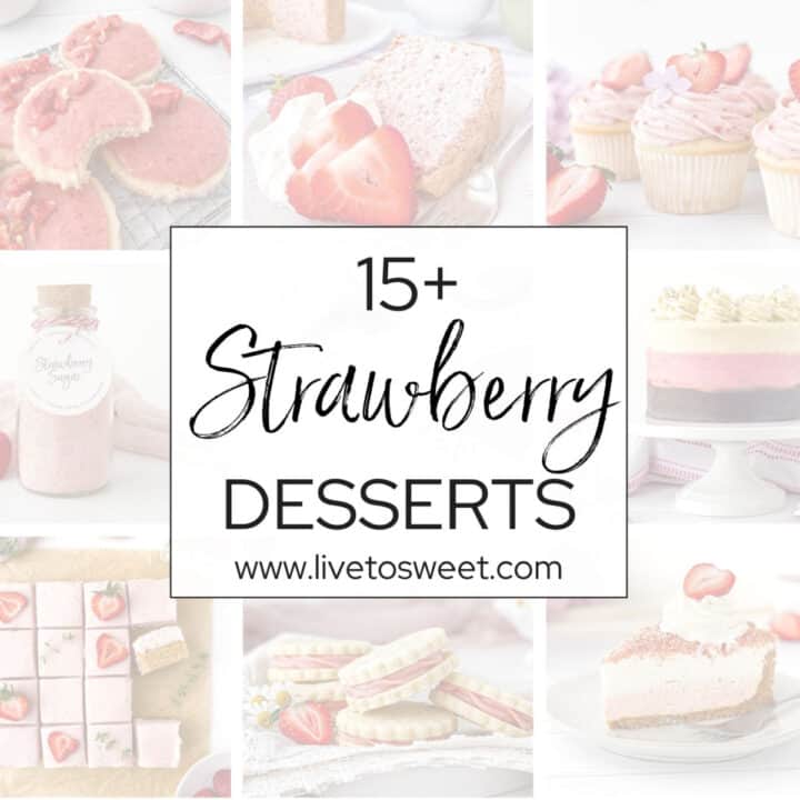 Collage of Strawberry Desserts.
