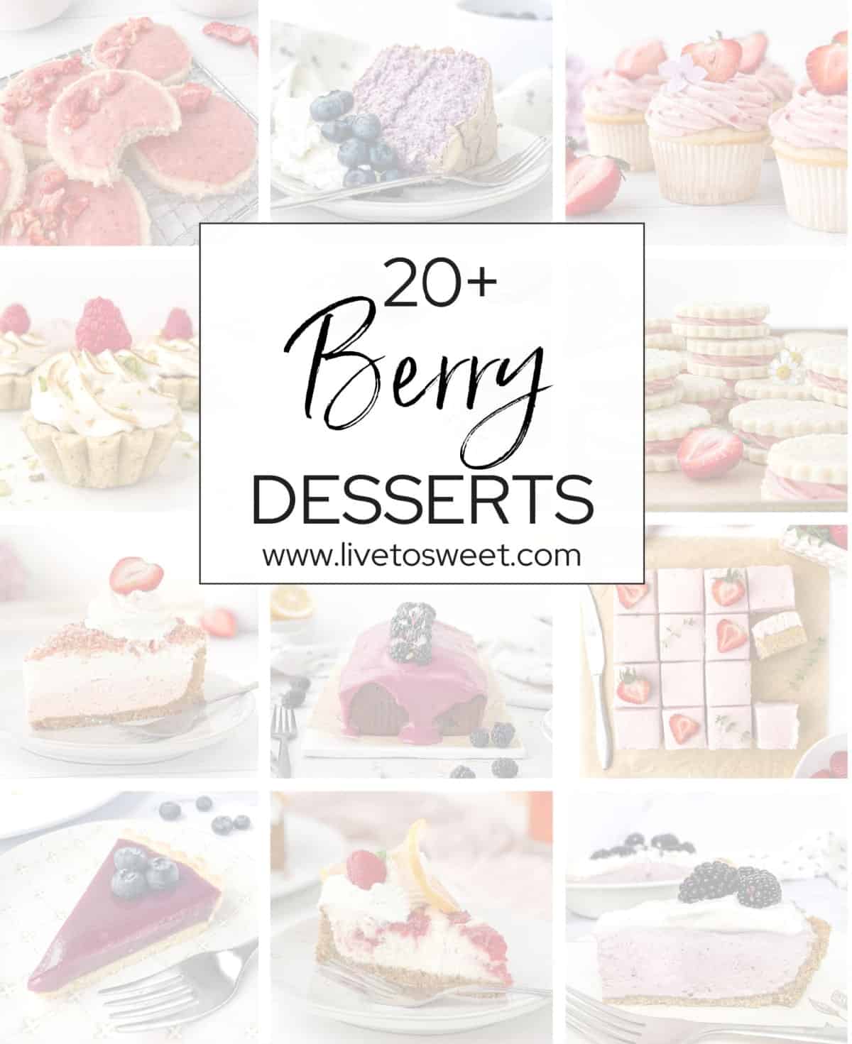 Collage of berry desserts.