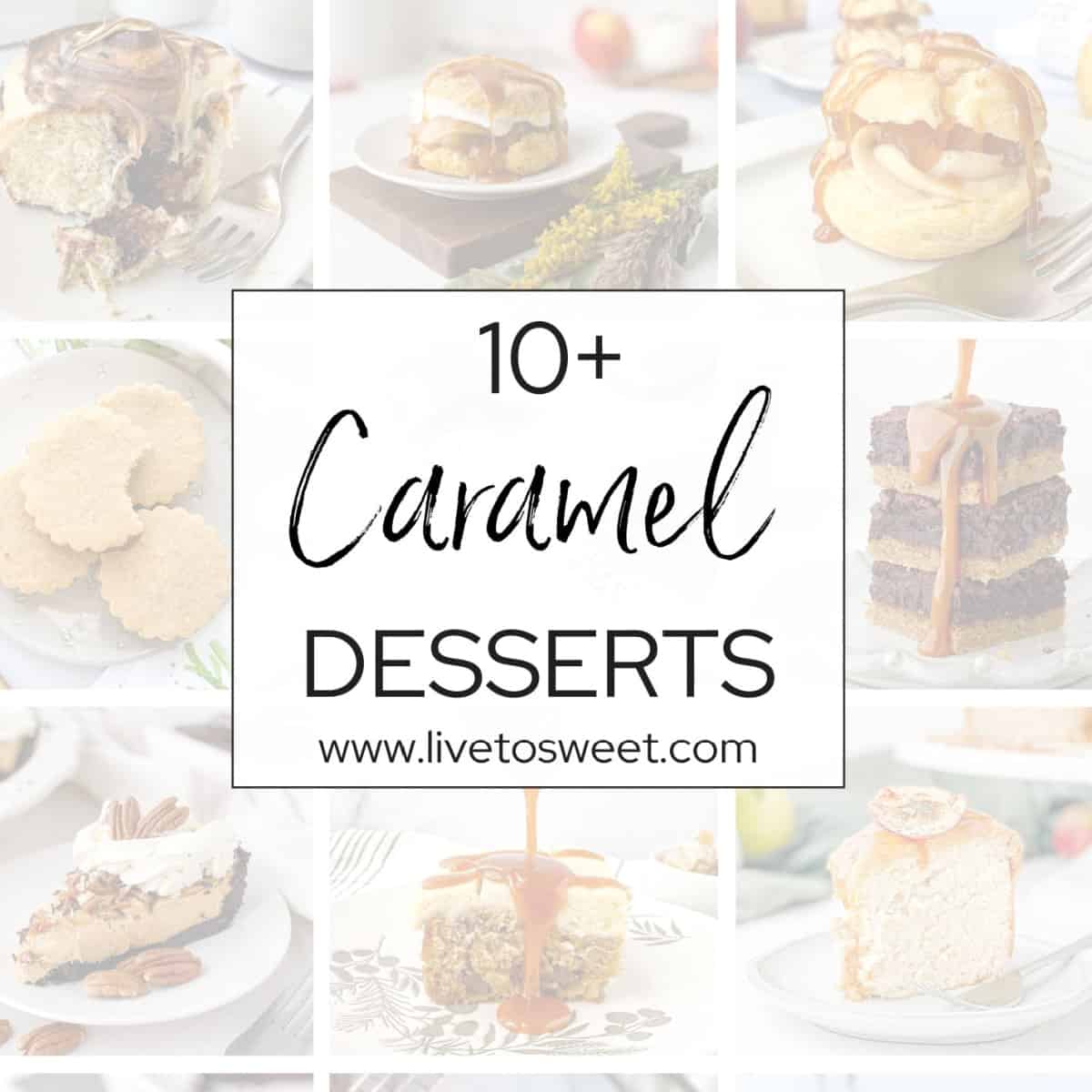 Collage of caramel desserts.
