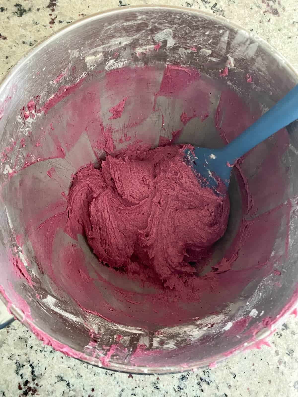 Making blueberry buttercream, step 4.