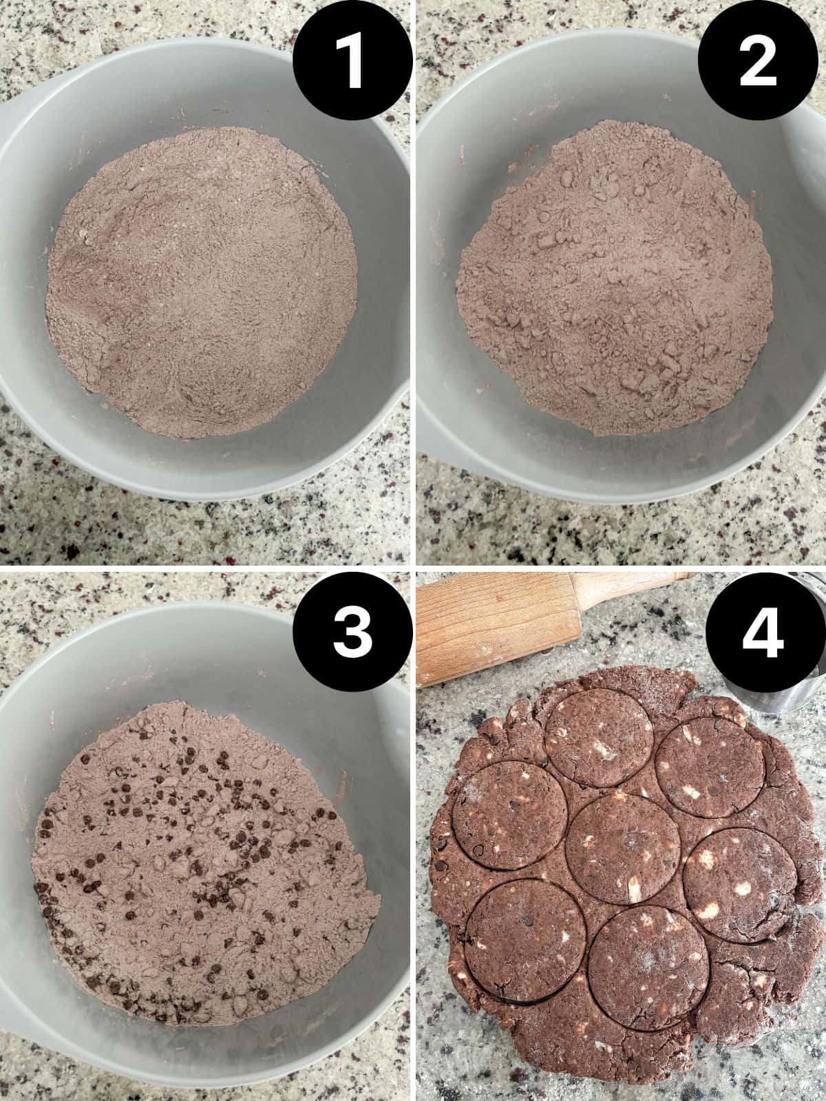 Steps to making Chocolate Biscuits.